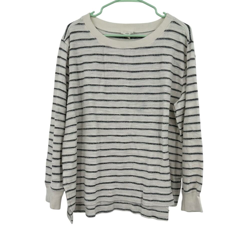 Loft Outlet Lounge Size Large Striped Long Sleeve Pullover Sweatshirt Sweater